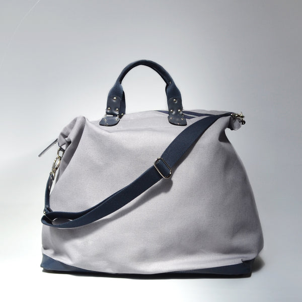 FLORES <br/> Canvas/Leather Satchel <br/> Grey