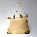 FLORES <br/> Canvas/Leather Satchel <br/> Camel