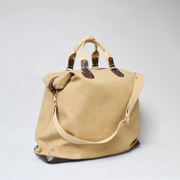 FLORES <br/> Canvas/Leather Satchel <br/> Camel