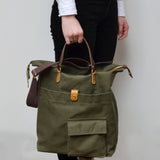 JEROME  <br/> Waxed Canvas Satchel Bag <br/> Olive