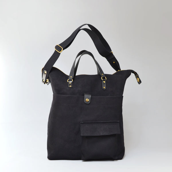 JEROME  <br/> Waxed Canvas Satchel Bag <br/> Black