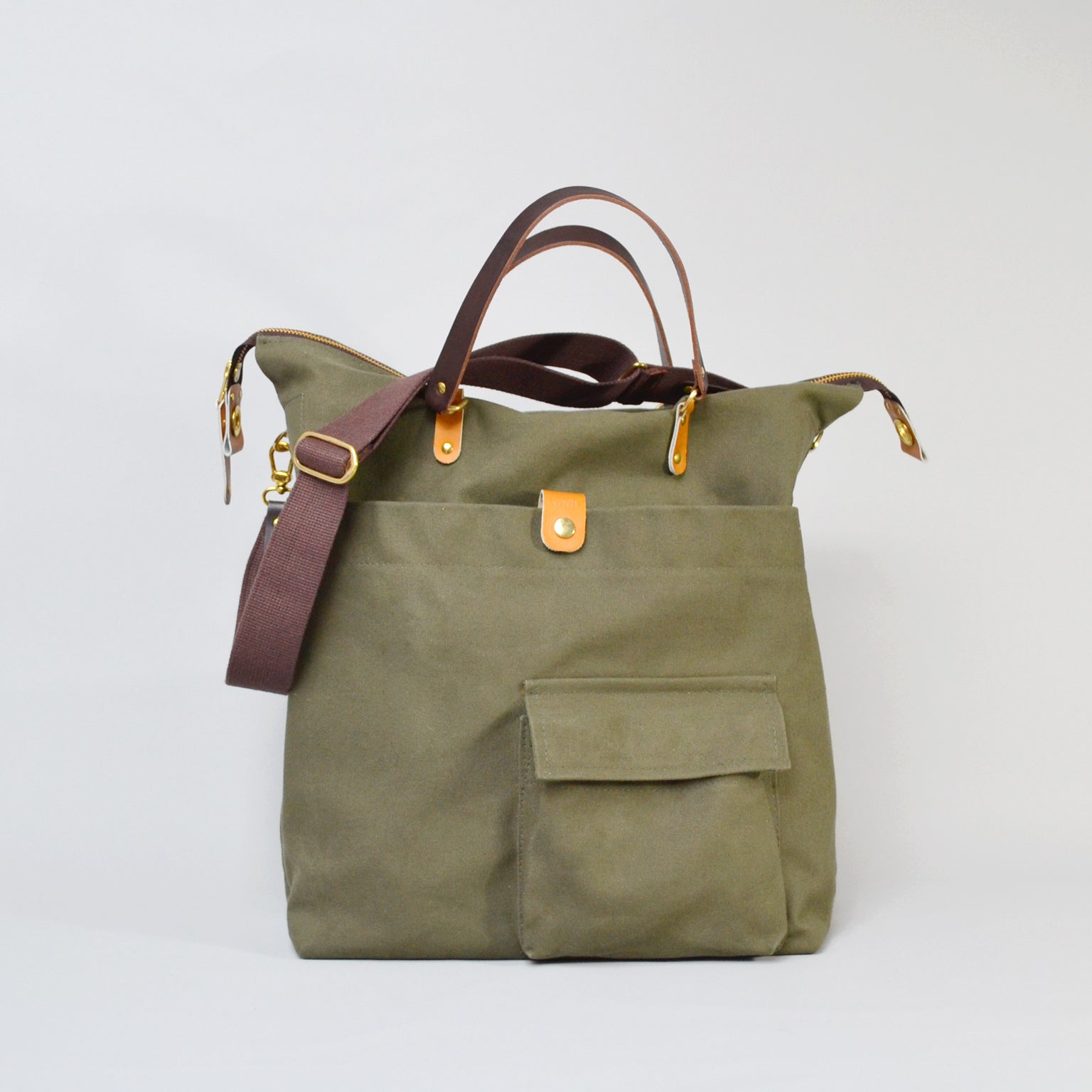 JEROME  <br/> Waxed Canvas Satchel Bag <br/> Olive