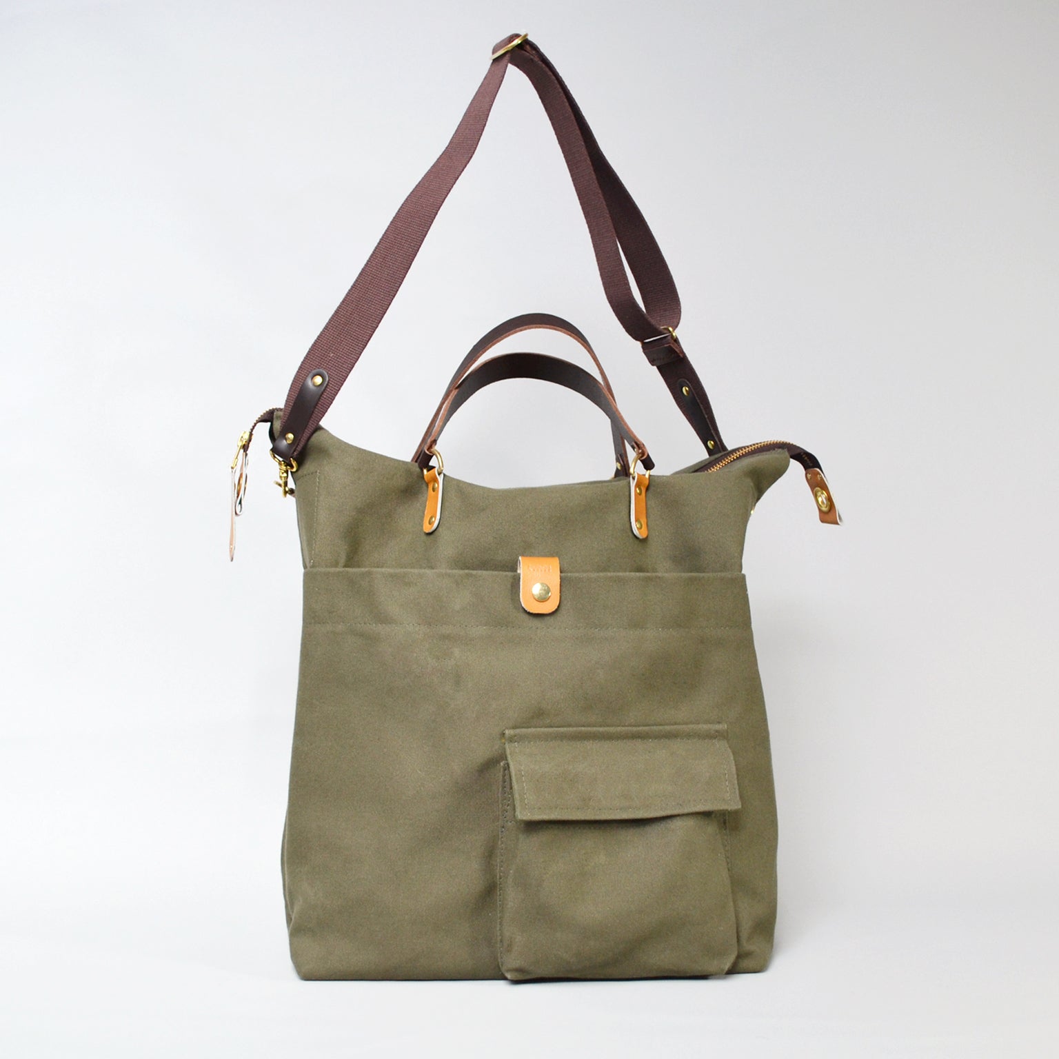 JEROME  <br/> Waxed Canvas Satchel Bag <br/> Olive