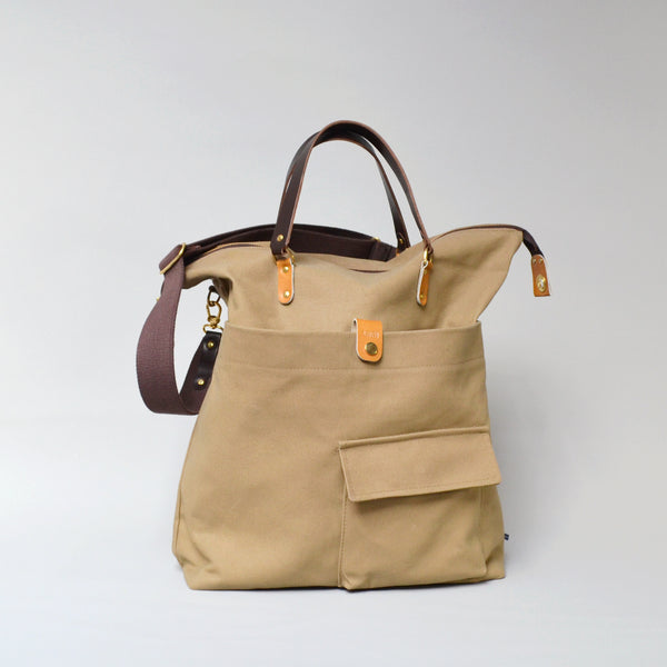 JEROME  <br/> Waxed Canvas Satchel Bag <br/> Camel