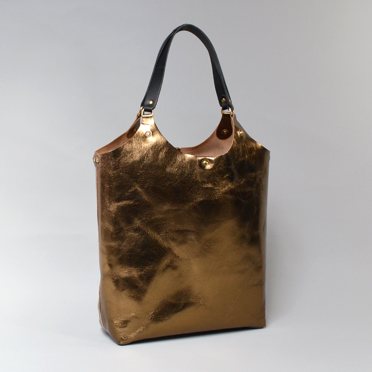 MARY <br/> Foiled Leather Tote Bag <br/> Bronze