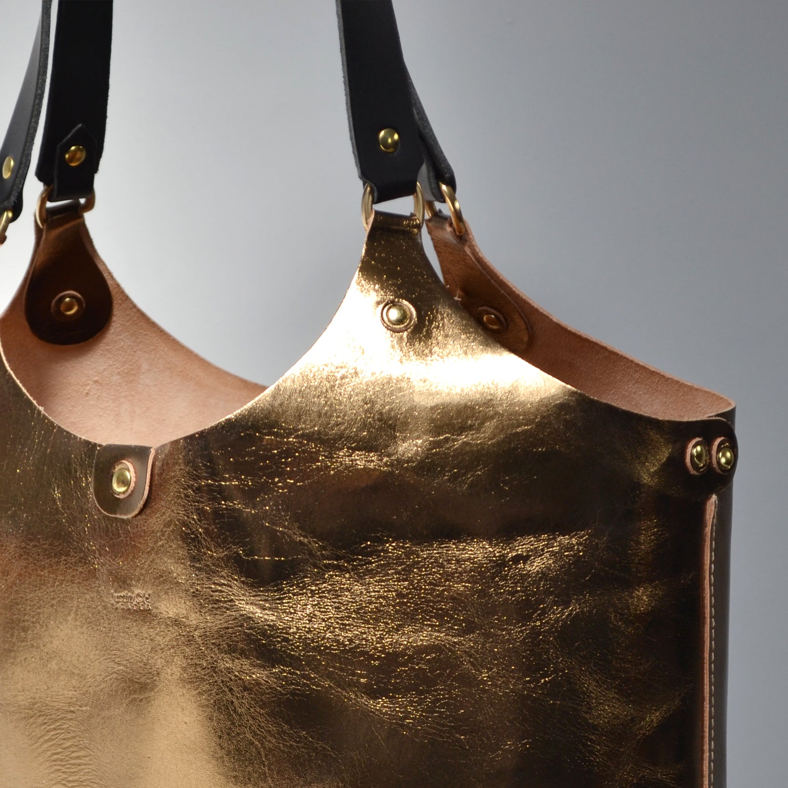 MARY <br/> Foiled Leather Tote Bag <br/> Bronze