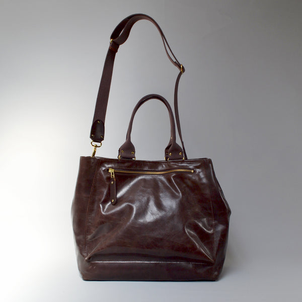 SOFIA <br/> Distressed Leather Shoulder Bag <br/> Tobacco