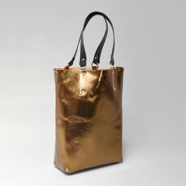 VIOLET  <br/> Foiled Leather Mini Tote <br> Bronze