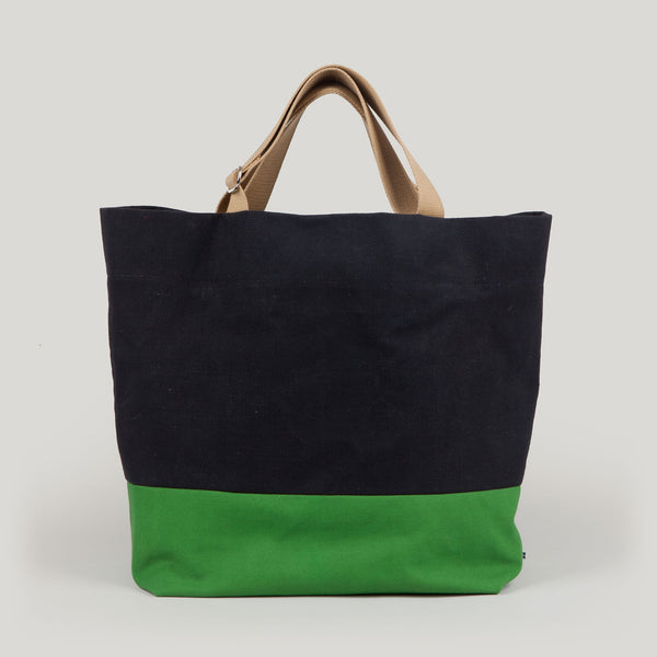 FRIDA  <br/> Waxed Canvas Tote <br/> Black & Apple Green