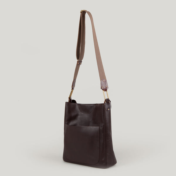 CELESTE <br/> Calf Skin Shoulder Bag <br/> Chestnut